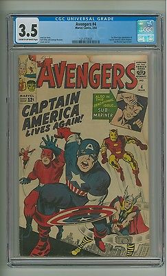 Avengers 4 CGC 35 COW pgs 1st Silver Age Captain America Kirby c12788