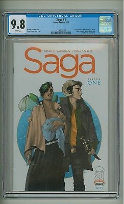 Saga 1 CGC 98 White p 1st Marko Alana Hazel The Will Lying Cat c13056