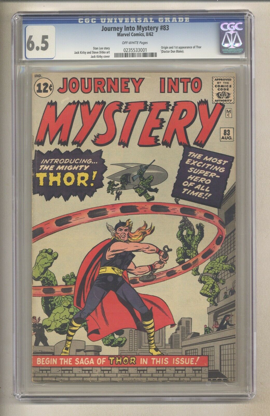 JOURNEY INTO MYSTERY 83 CGC 65 OW PGS ORIGIN  1ST THOR 1962 MARVEL KIRBY