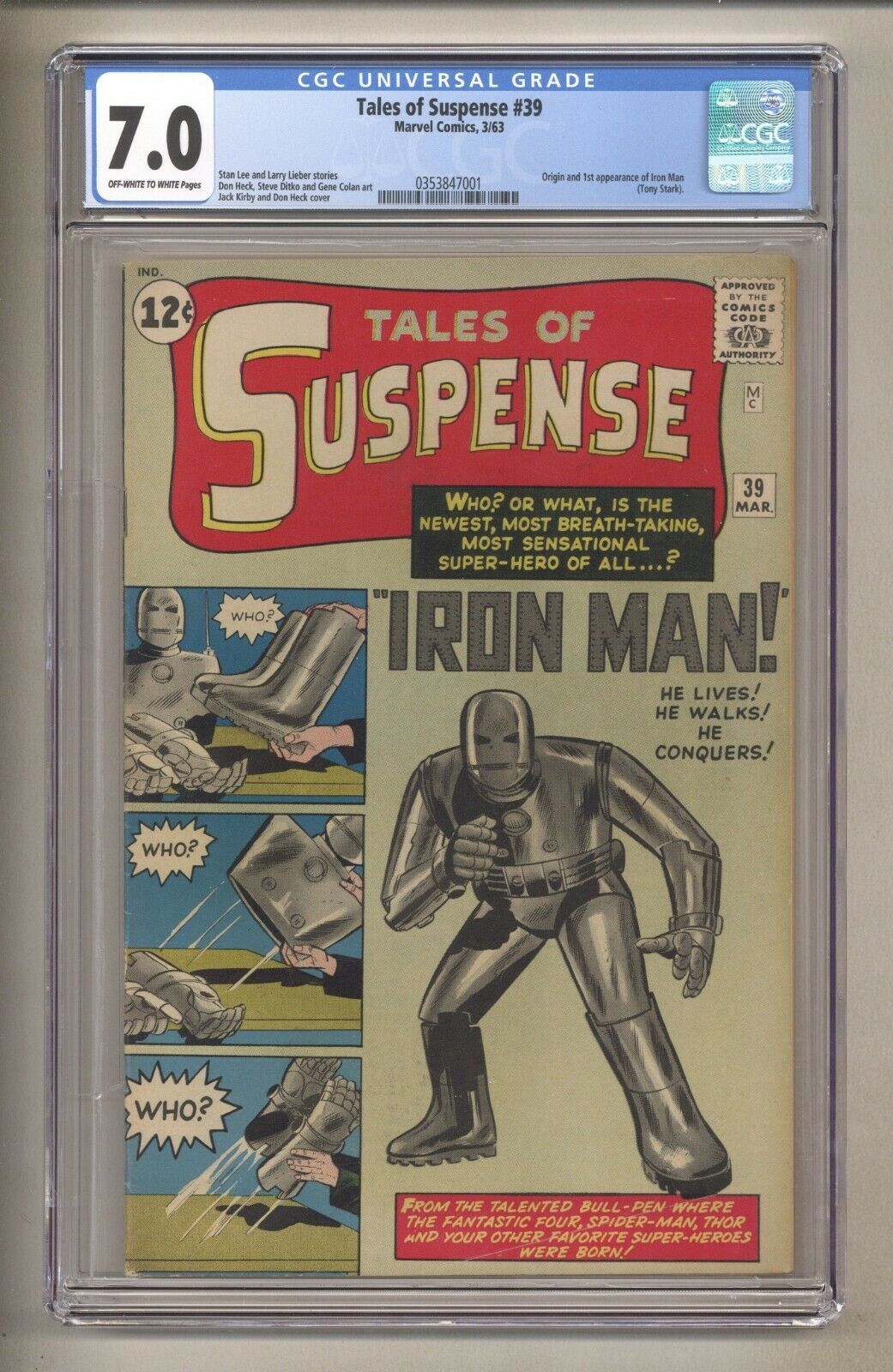 TALES OF SUSPENSE 39 CGC 70 OWW P ORIGIN  1ST IRON MAN KIRBY 1963 MARVEL