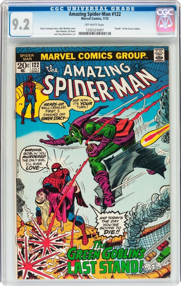 AMAZING SPIDERMAN 122  NM 92  DEATH OF GREEN GOBLIN  CGC CERTIFIED 1973