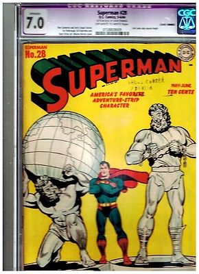 SUPERMAN 28 CGC APPARENT 70 VERY VERY SLIGHT TRIM COVER BOTTOM ONLY