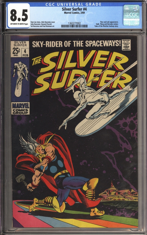 Silver Surfer 4 CGC 85 Unrestored Very High Grade Classic Thor vs Surfer Vol 1