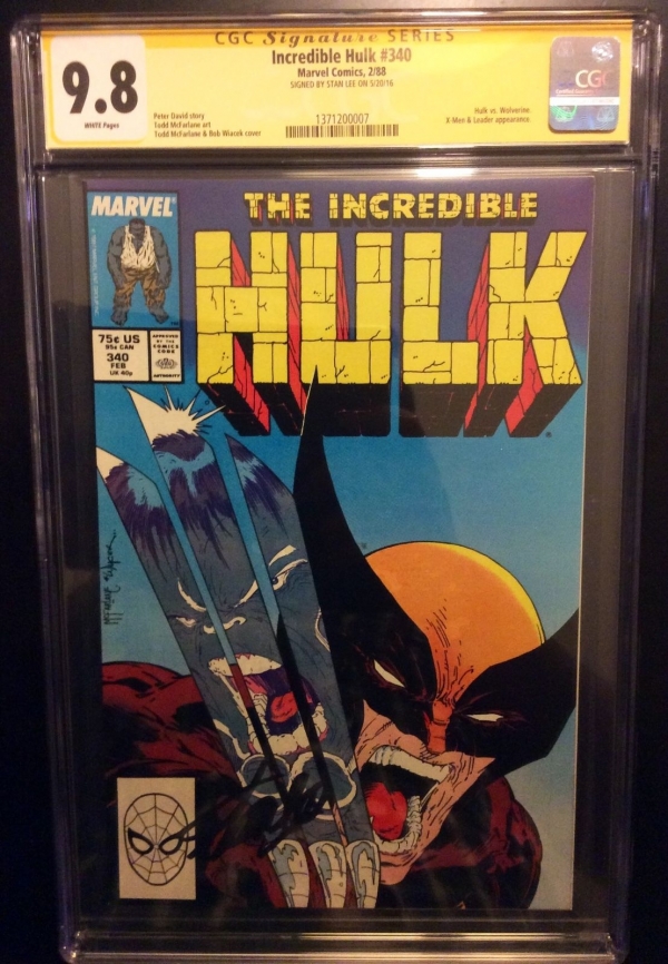 Incredible Hulk  340 CGC 98 SS STAN LEE vs Wolverine Cover181 Todd Mcfarlane