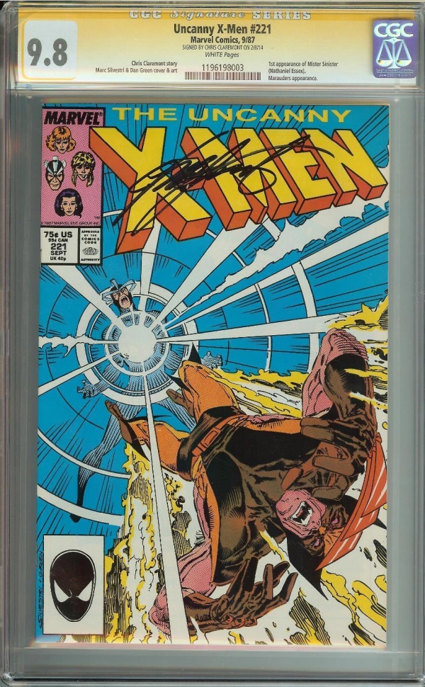 UNCANNY XMEN 221 SS CGC 98 1ST APP MISTER SINISTER SIGNED CHRIS CLAREMONT