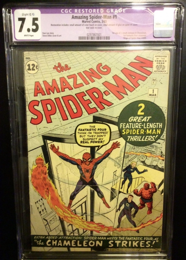 THE AMAZING SPIDERMAN  1 CGC 75 after Fantasy 15 Stan Lee Fantastic four