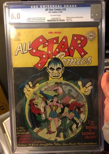 ALL STAR COMICS  33 CGC 60 SOLOMON GRUNDY CLASSIC COVER GOLDEN AGE COMIC BOOK