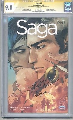 Saga 1 Retailer RRP Variant CGC 98 Sig Series Vaughan and Staples RARE