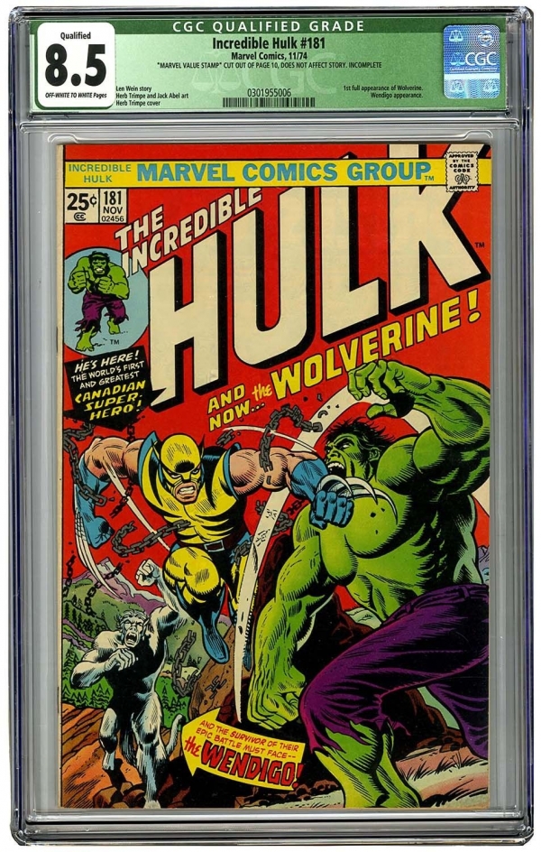 Incredible Hulk 181 Vol 1 CGC 85 Unrestored Very High Grade 1st App Wolverine