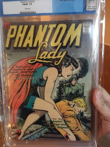 PHANTOM LADY  3  1950s  CGC RARE 70 OLD LABEL UNRESTORED  HIGHEST GRADED