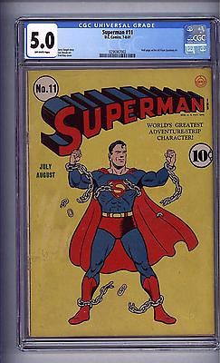 CGC SUPERMAN  11 VGFN 50 GOLDEN AGE 1941 OFF WHITE PAGES