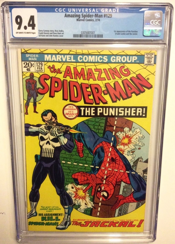 THE AMAZING SPIDERMAN  129 cgc 94 1st Punisher  Daredevil Lee  Romita
