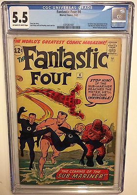 Fantastic four  4 CGC 55 1st silver age App pre Submariner 1 