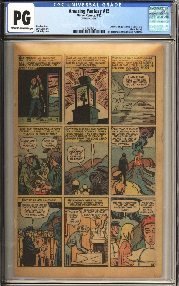 Amazing Fantasy 15 CGC Centerfold Only  1st App of SpiderMan 1962 Original