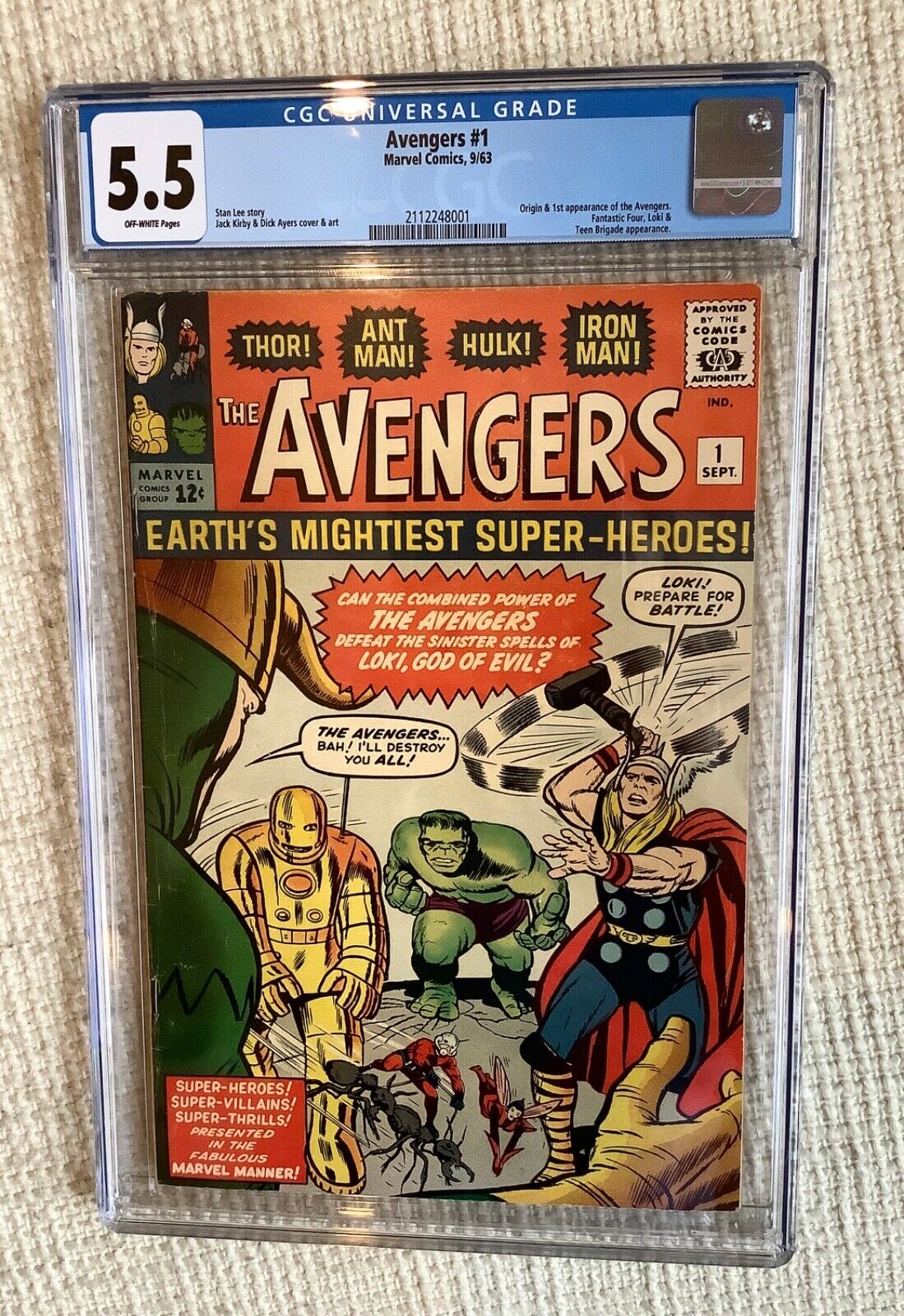 Avengers  1 CGC 55 1st App of Team Thor Iron Man Hulk Loki Stan Lee  4 
