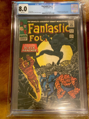 Fantastic Four 52 CGC 80 WHITE 1st Black Panther 1966 Marvel Disney MCU HOT