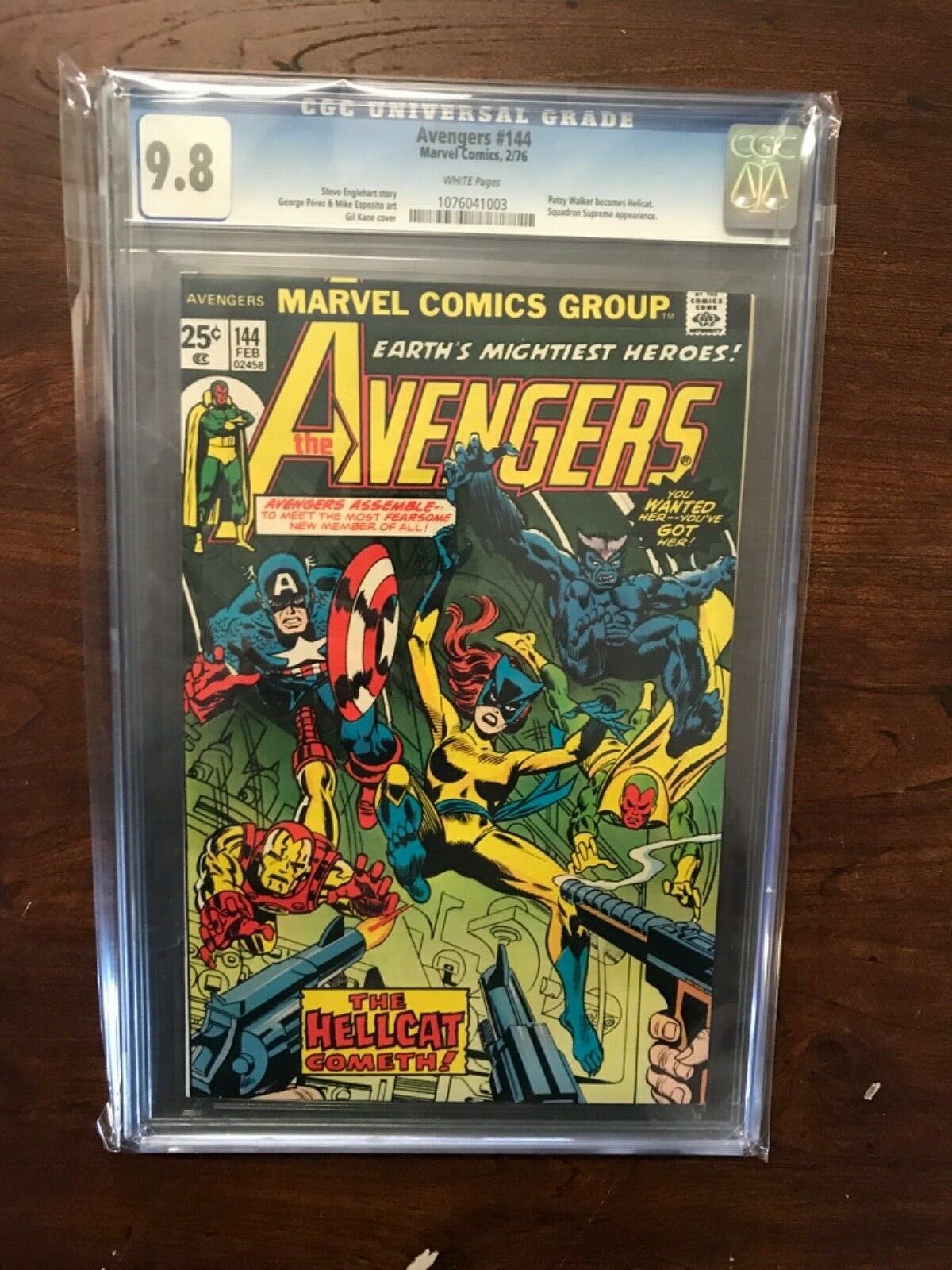 AVENGERS 144 CGC 98 WHITE PAGES ORIGIN AND 1ST APP HELLCAT MARVEL DISNEY MOVIE