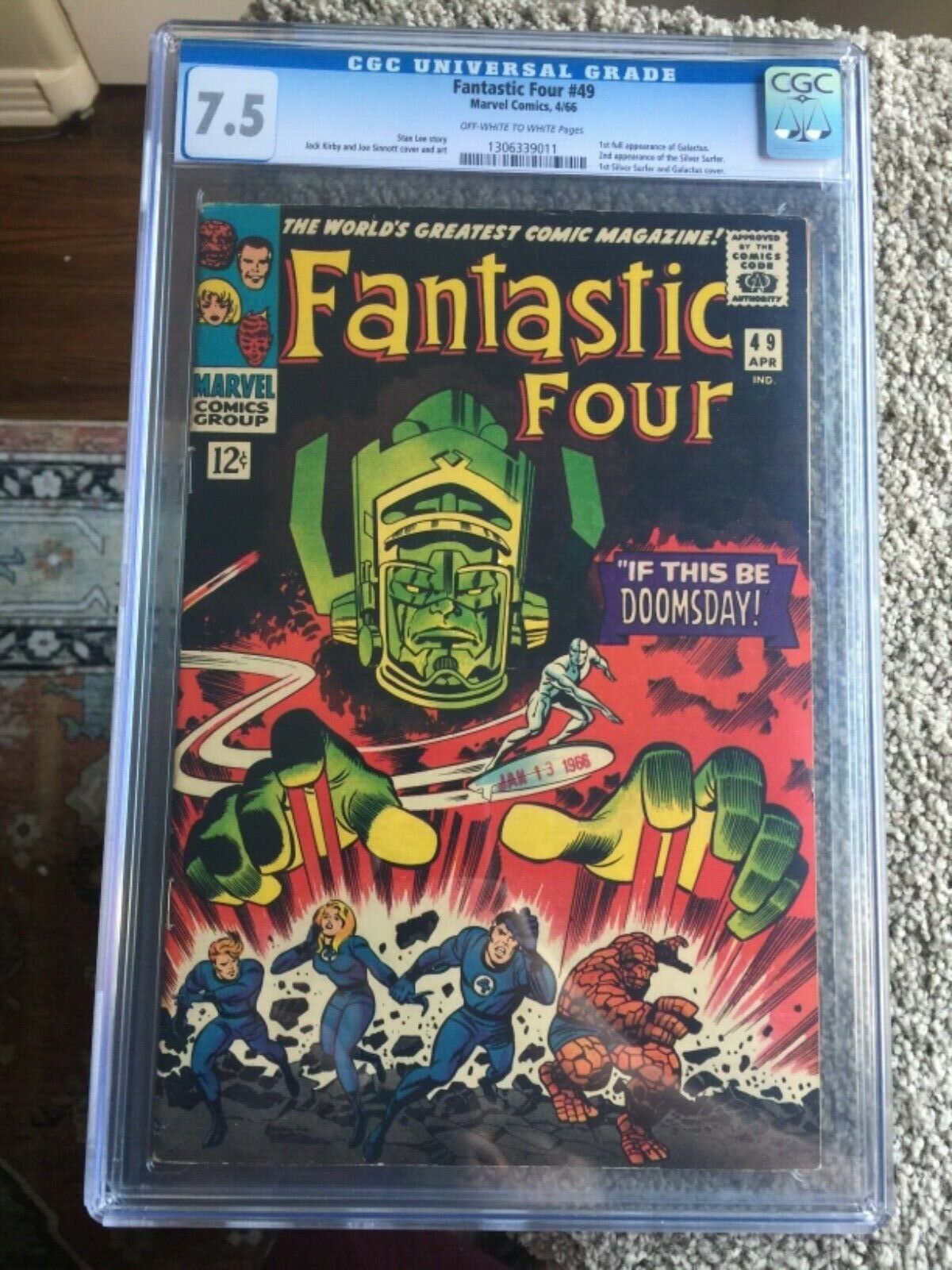 RARE 1966 SILVER AGE FANTASTIC FOUR 49 CGC 75 UNIVERSAL KEY 1ST FULL GALACTUS 