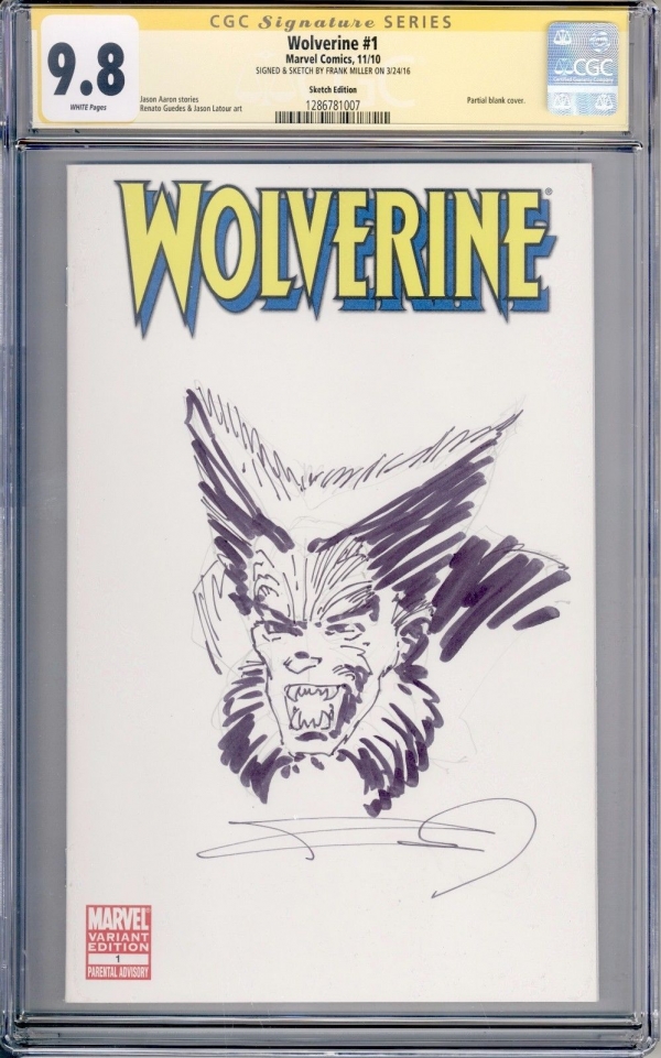 Wolverine 1 CGC SS 98 Signed  Sketched Frank Miller Head Sketch 007