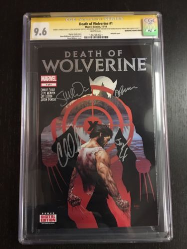 RARE DEATH OF WOLVERINE 1 No gloss error variant CGC SS 96 team signed x4