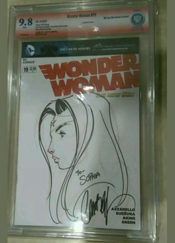 J Scott Campbell 98 not CGC  original sketch remarked Wonder Woman 