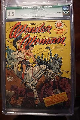 WONDER WOMAN 1 Summer 1942 DC  CGC Q 35  UNRESTORED  WOW