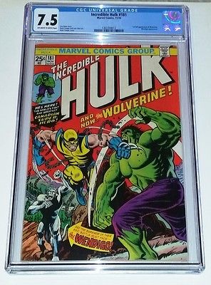 Incredible Hulk 181  1st full appearance of WOLVERINE 1974  CGC 75 beauty