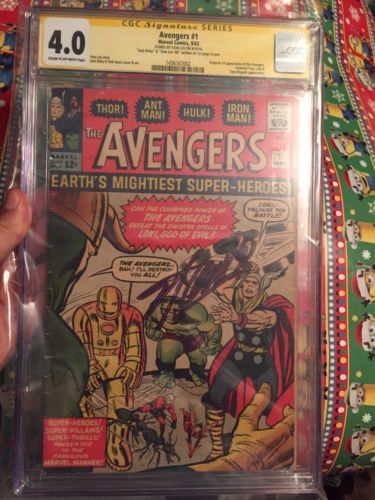 Avengers 1 1963 CGC 40 3x Signed Jack Kirby Stan Lee Iron Man Thor Hulk AntMan