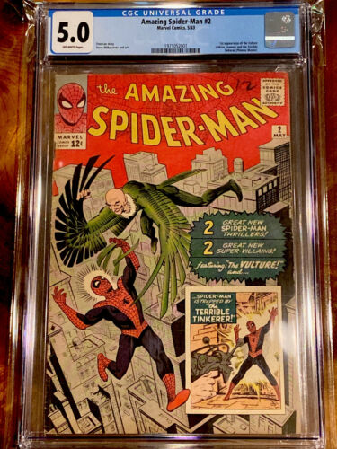 Amazing SpiderMan 2 CGC 50 OW 1st Vulture 1963 Marvel Stan Lee MCU HOT KEY