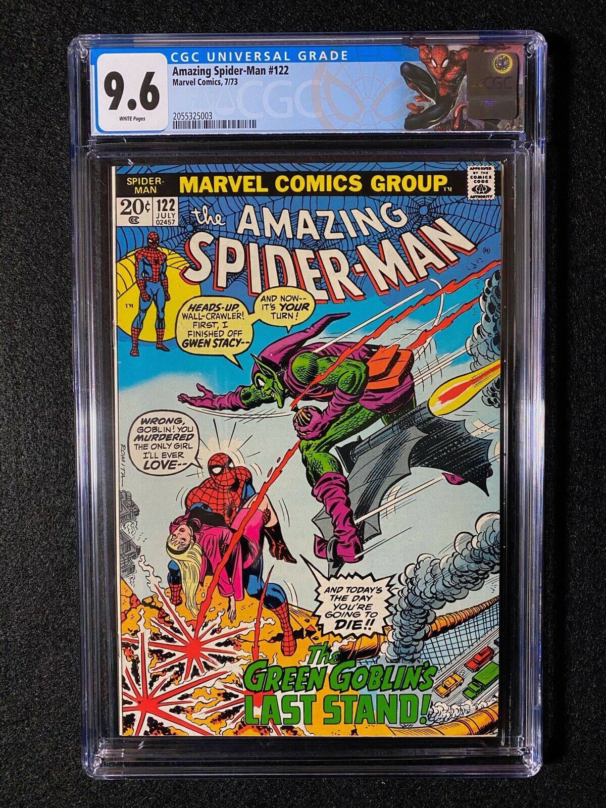 Amazing SpiderMan 122 CGC 96 1973  Death of the Green Goblin  WHITE pgs