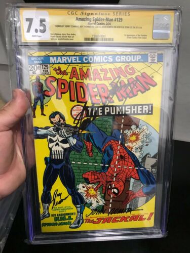 The Amazing SpiderMan 129 Feb 1974 Marvel CGC 75 Signed 4x WHITE PAGES