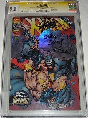 Xmen 50 Speckle Foil Cvr Signed by Stan Lee Len Wein  Andy Kubert CGC 98 SS