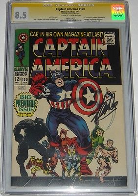 Marvel Captain America 100 Signed by Stan Lee CGC 85 SS