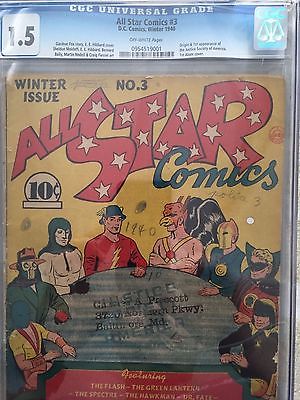AllStar Comics 3 Winter 19401941 DC CGC 15 unrestored Origin and 1st JSA