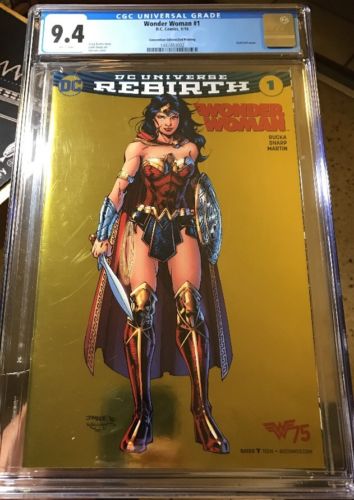 Wonder Woman 1 Rebirth DC Jim Lee Gold Foil Variant CGC 94