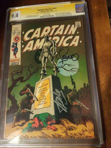 Captain America 113 Cgc Ss 94 white pg Stan Lee  Steranko classic cover 1969