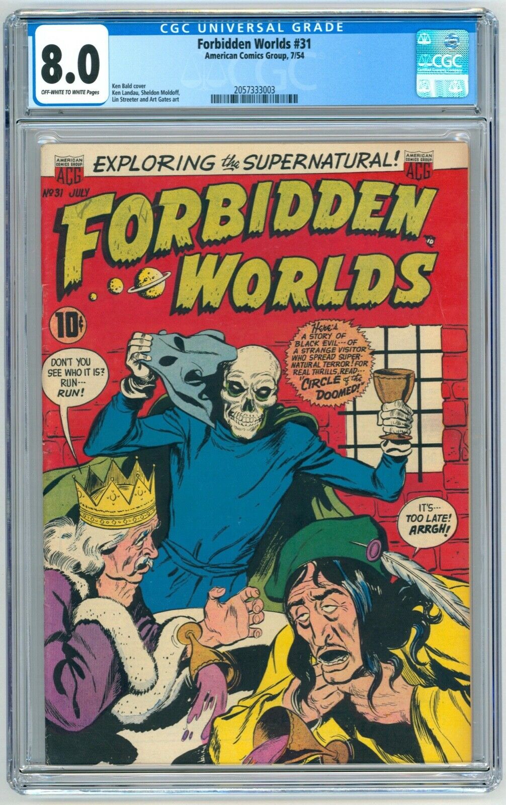 Forbidden Worlds 31 CGC 80 ACG Jul 1954 Great Ken Bald Skull Cover
