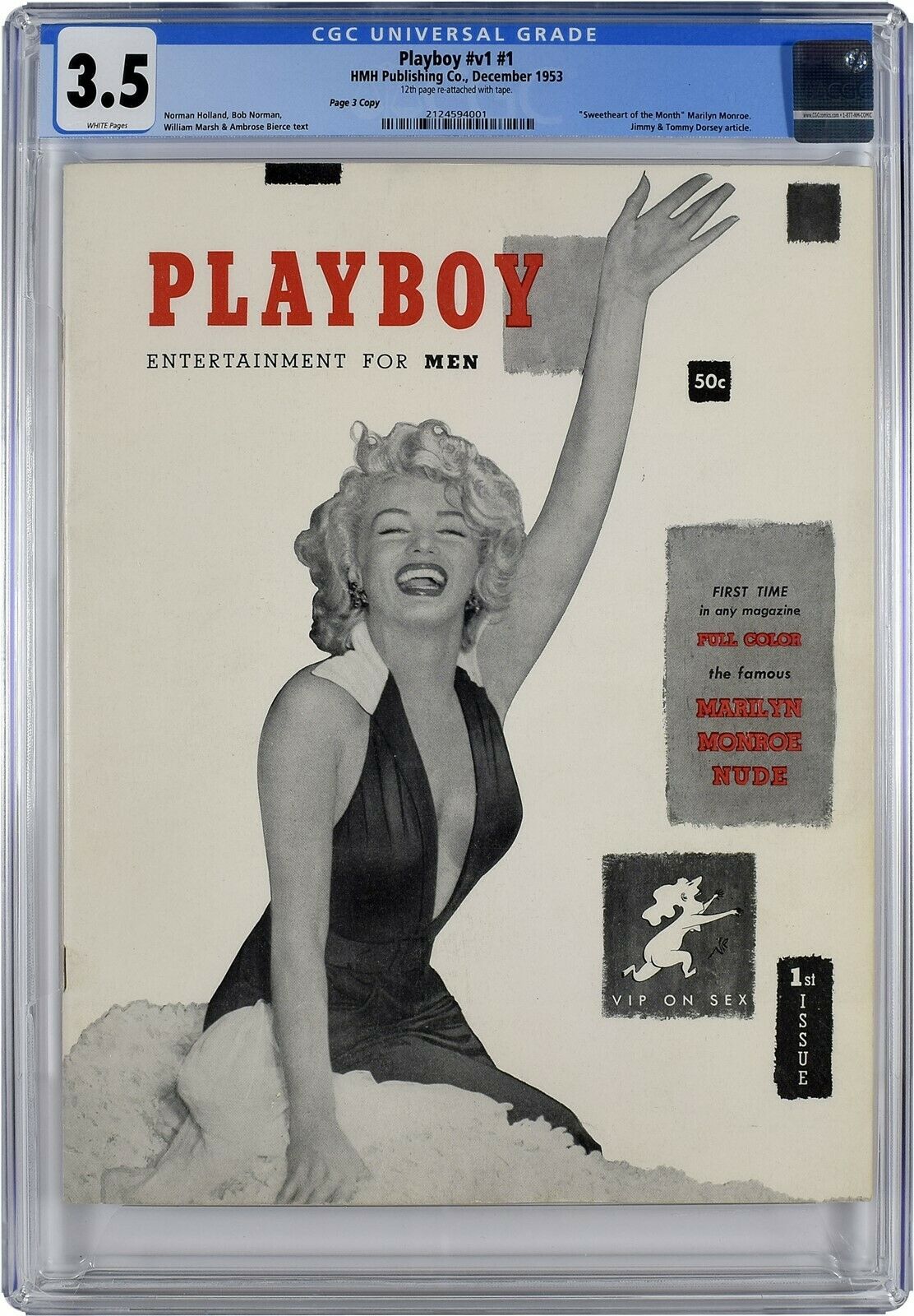 December 1953 Playboy Marilyn Monroe v1 1 HMH Magazine CGC Universal 35