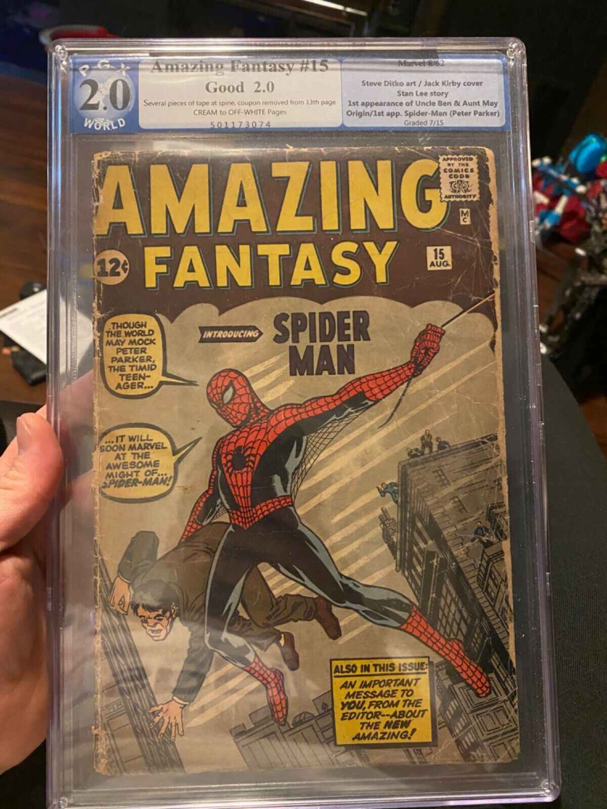 Amazing fantasy 15 PGX 20  CGC it 1st app of SpiderMan uncle Ben and aunt m