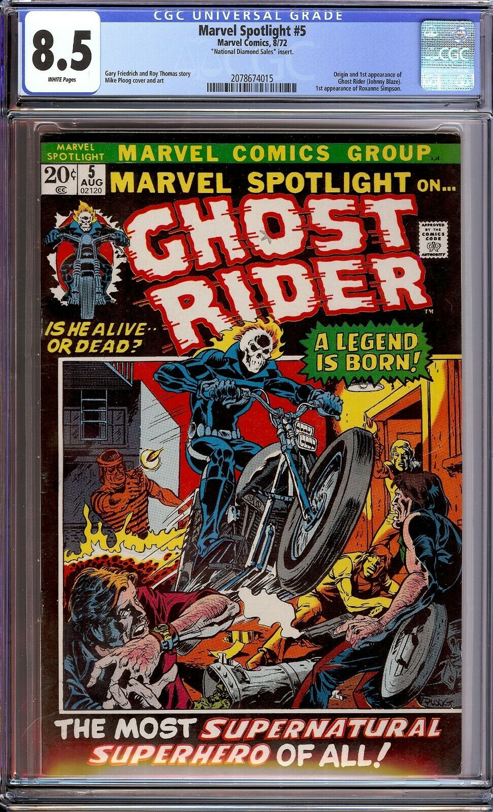 Marvel Spotlight 5 CGC 85 1ST GHOST RIDERRARE NATIONAL DIAMOND INSERT COPY