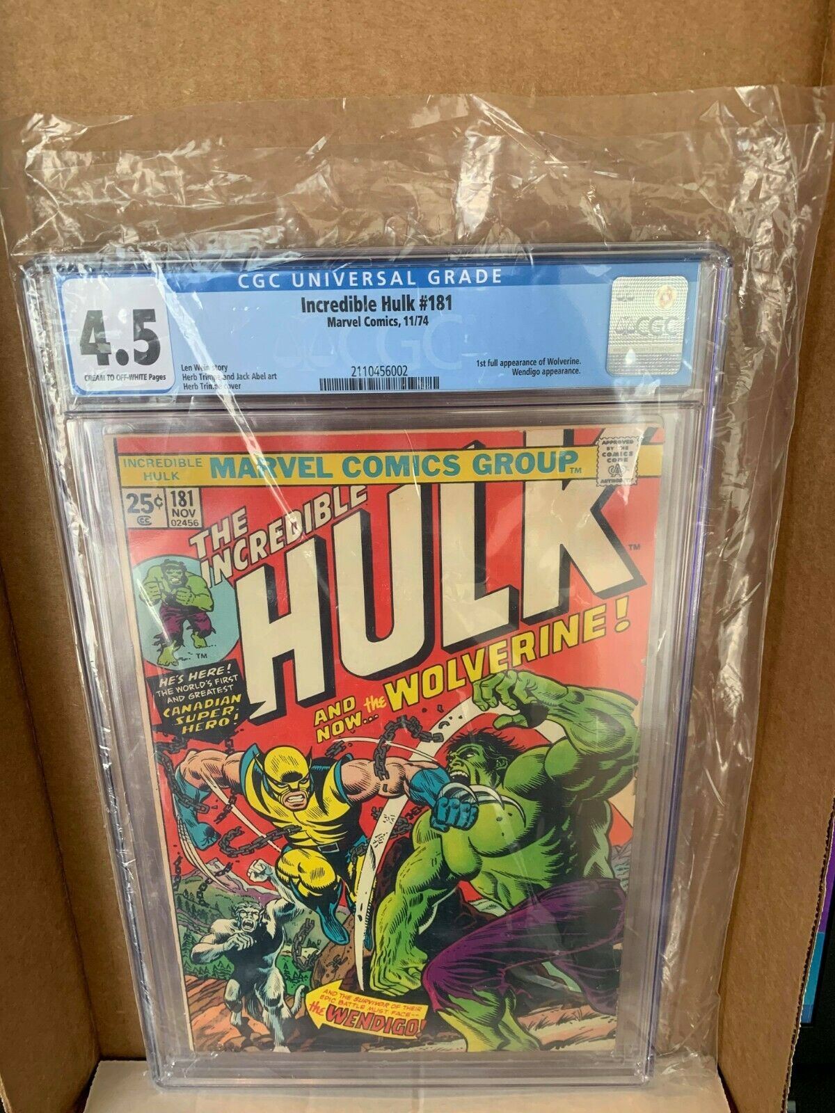 Incredible Hulk 181 Vol 1 CGC 45 Grade 1st App of Wolverine Comic BOOK RARE