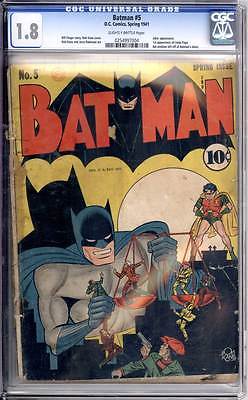 Batman  5  First BatsHead Front Batmobile   CGC 18 rare Golden Age book 