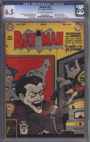 Batman 55 1949 CGC 65 Unrestored OWW Pages Great Joker Cover