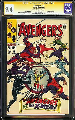 AVENGERS 53 CGC 94 NM OWW SIGNED STAN LEE Battle Cover Xmen vs Avengers