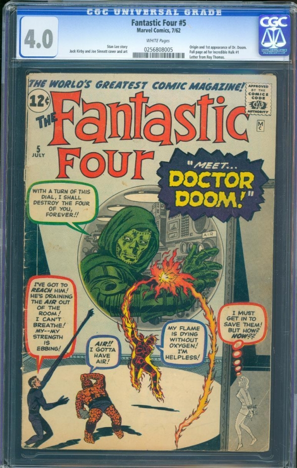 Fantastic Four 5 CGC 40 WP Silver Age Key Marvel Comic 1st Doc Doom IGKC LK