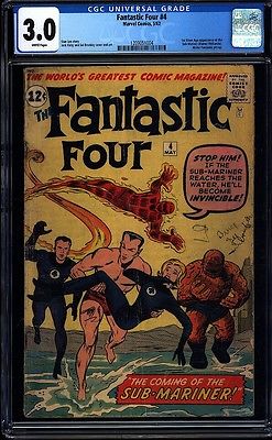 Fantastic Four 4 CGC 30 WP Key Silver Age Comic 1st Silver Age Submariner LK