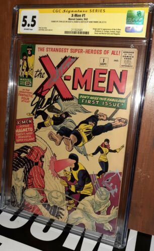 CGC 55 XMen  1 Signed ss Stan Lee and Herb Trimpe Wolverine Sketch 1st XMen