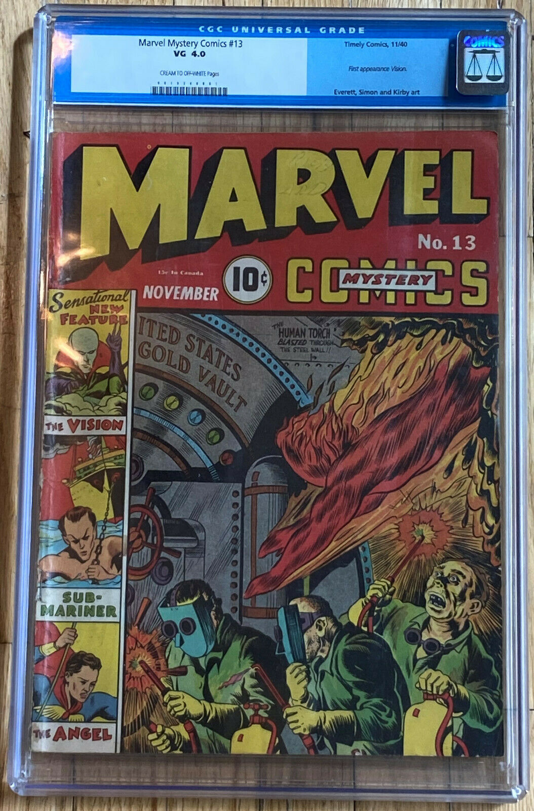 MARVEL MYSTERY 13 1940 CGC 40 SUBMARINER 1st Vision SIMON  KIRBY art