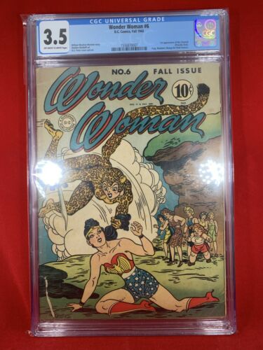 Wonder Woman 6 1943 CGC 35 1st Appearance Of Cheetah Moldoff Art Peter Cover