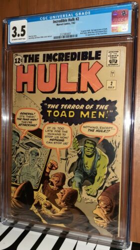 CGC 35 Incredible Hulk  2 Stan Lee story Jack Kirby  Steve Ditko cover Art